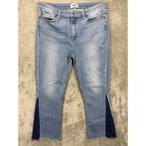 Paige Women's Rudy Distressed Jeans 32x26 (Real 34x26) Blue Cotton Blend Cropped